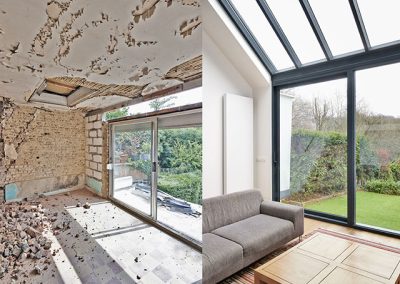 Installation de plancher d'ingénierie de bois-franc dans le salon à Repentigny dans Lanaudiere / Entrepôt Couvre Plancher et Decor situé à Mascouche